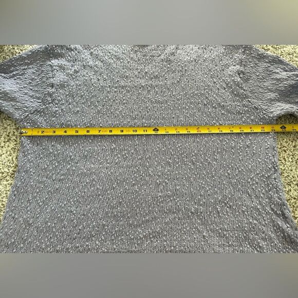 J. Jill L Purple Lavender Textured Cotton Sweater Tab Sleeves Coastal Fall - Picture 7 of 8